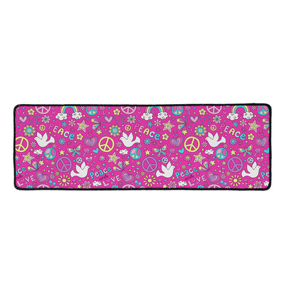 Girly Peace Sign And Love Pattern Print Long Kitchen Mat