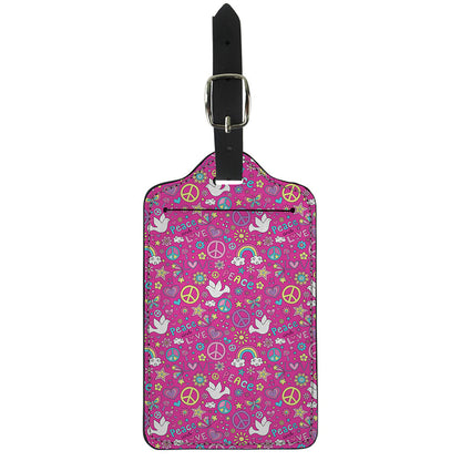 Girly Peace Sign And Love Pattern Print Luggage Tag