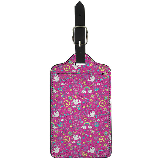 Girly Peace Sign And Love Pattern Print Luggage Tag