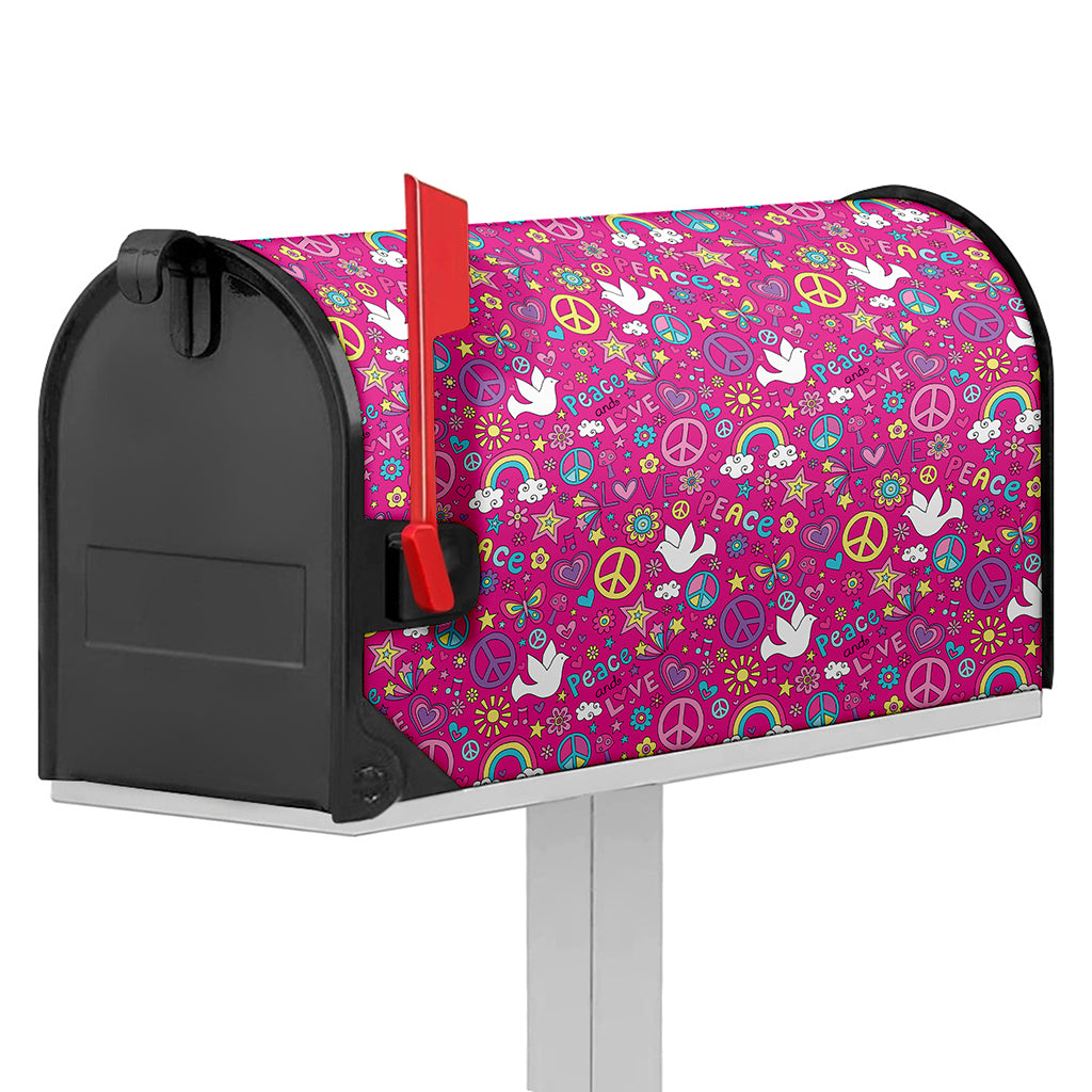 Girly Peace Sign And Love Pattern Print Mailbox Cover