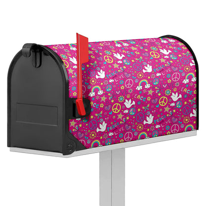Girly Peace Sign And Love Pattern Print Mailbox Cover