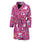 Girly Peace Sign And Love Pattern Print Men's Bathrobe