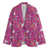 Girly Peace Sign And Love Pattern Print Men's Blazer