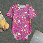 Girly Peace Sign And Love Pattern Print Men's Bodysuit