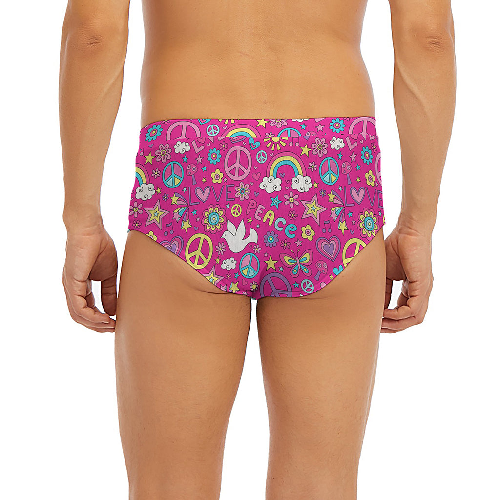 Girly Peace Sign And Love Pattern Print Men's Briefs