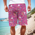 Girly Peace Sign And Love Pattern Print Men's Cargo Shorts