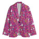 Girly Peace Sign And Love Pattern Print Men's Cotton Blazer