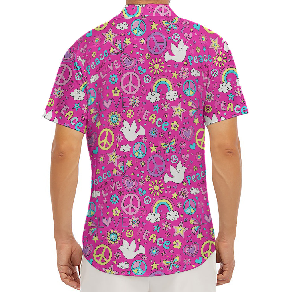 Girly Peace Sign And Love Pattern Print Men's Deep V-Neck Shirt