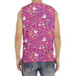 Girly Peace Sign And Love Pattern Print Men's Fitness Tank Top