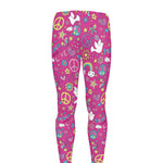 Girly Peace Sign And Love Pattern Print Men's leggings