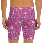Girly Peace Sign And Love Pattern Print Men's Long Boxer Briefs