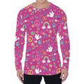 Girly Peace Sign And Love Pattern Print Men's Long Sleeve T-Shirt