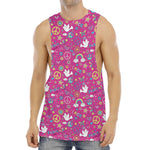Girly Peace Sign And Love Pattern Print Men's Muscle Tank Top
