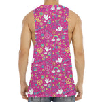 Girly Peace Sign And Love Pattern Print Men's Muscle Tank Top