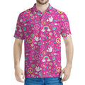 Girly Peace Sign And Love Pattern Print Men's Polo Shirt