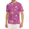 Girly Peace Sign And Love Pattern Print Men's Short Sleeve Rash Guard