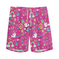 Girly Peace Sign And Love Pattern Print Men's Athletic Shorts