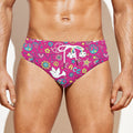 Girly Peace Sign And Love Pattern Print Men's Swim Briefs