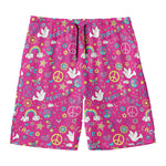 Girly Peace Sign And Love Pattern Print Men's Swim Trunks