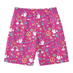 Girly Peace Sign And Love Pattern Print Men's Swim Trunks