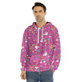 Girly Peace Sign And Love Pattern Print Men's Velvet Pullover Hoodie