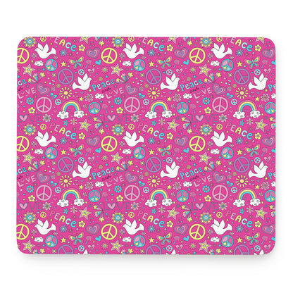 Girly Peace Sign And Love Pattern Print Mouse Pad