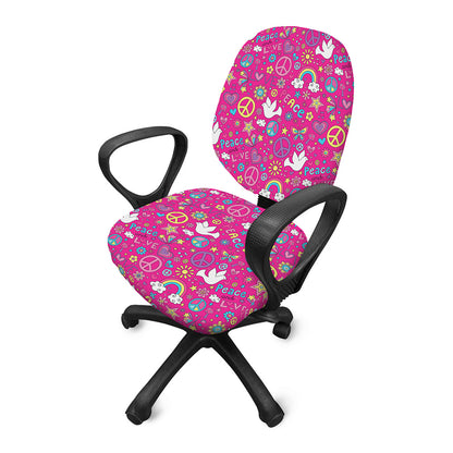 Girly Peace Sign And Love Pattern Print Office Chair Cover