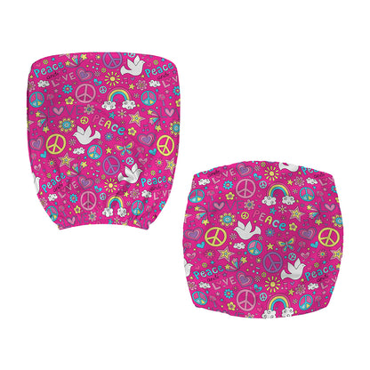Girly Peace Sign And Love Pattern Print Office Chair Cover