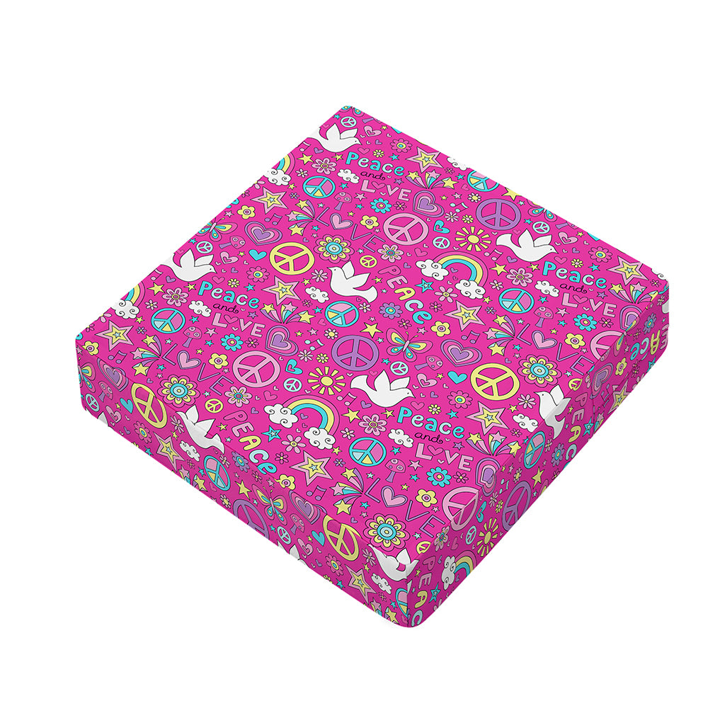 Girly Peace Sign And Love Pattern Print Outdoor Seat Cushion Cover