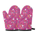 Girly Peace Sign And Love Pattern Print Oven Mitts