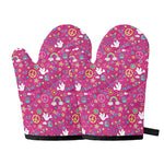 Girly Peace Sign And Love Pattern Print Oven Mitts
