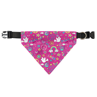 Girly Peace Sign And Love Pattern Print Over The Collar Dog Bandana