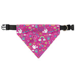 Girly Peace Sign And Love Pattern Print Over The Collar Dog Bandana