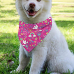 Girly Peace Sign And Love Pattern Print Over The Collar Dog Bandana