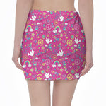 Girly Peace Sign And Love Pattern Print Pencil Mini Skirt