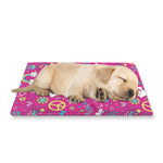 Girly Peace Sign And Love Pattern Print Pet Cooling Mat Cover