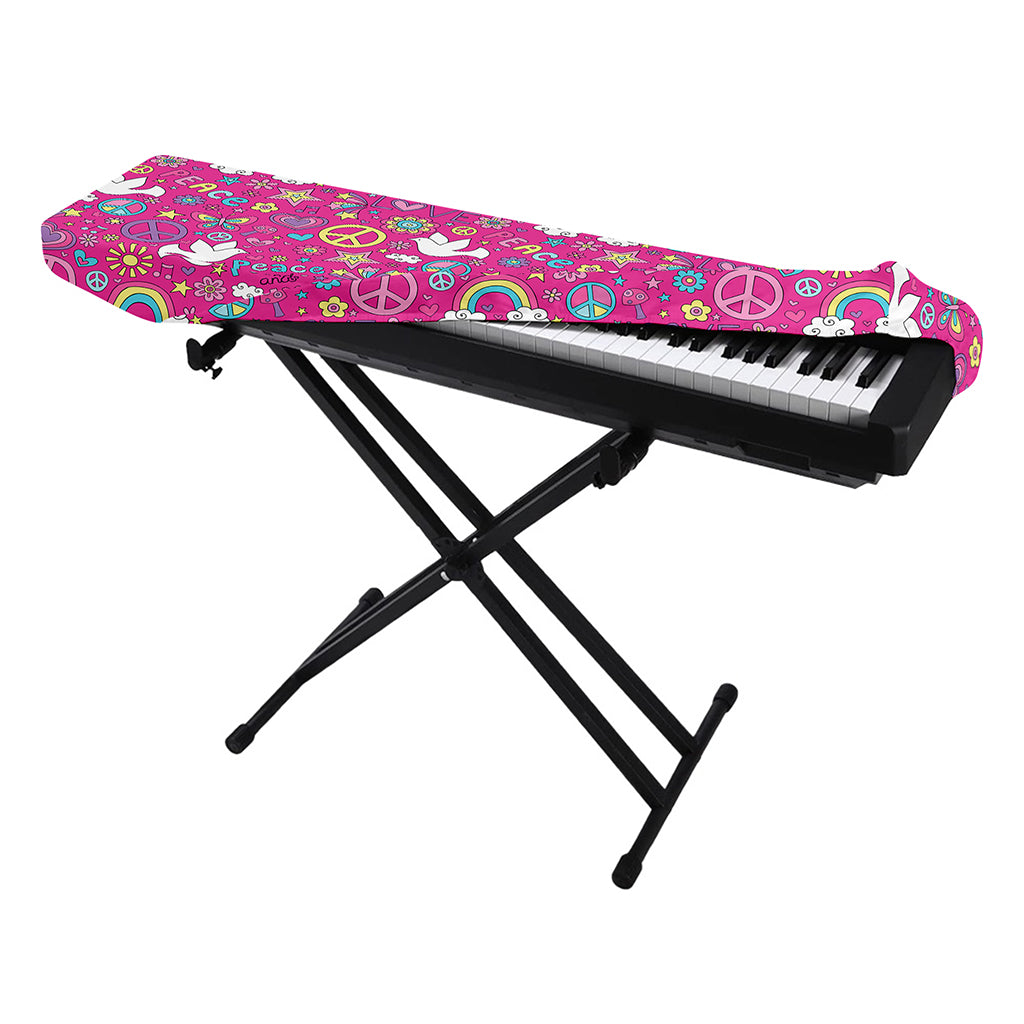 Girly Peace Sign And Love Pattern Print Piano Keyboard Cover