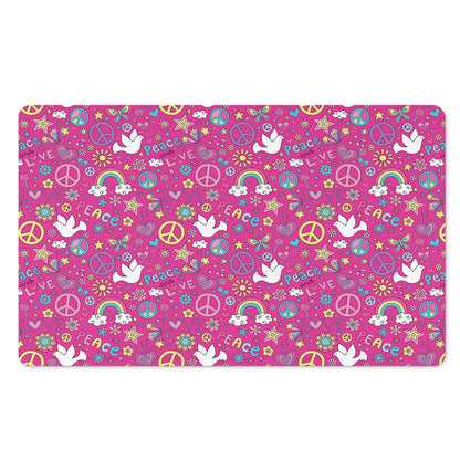 Girly Peace Sign And Love Pattern Print Polyester Doormat