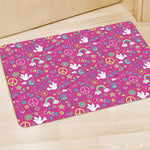 Girly Peace Sign And Love Pattern Print Polyester Doormat