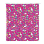 Girly Peace Sign And Love Pattern Print Polyester Shower Curtain
