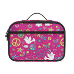 Girly Peace Sign And Love Pattern Print Portable Lunch Bag