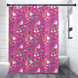 Girly Peace Sign And Love Pattern Print Premium Shower Curtain