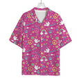 Girly Peace Sign And Love Pattern Print Rayon Hawaiian Shirt