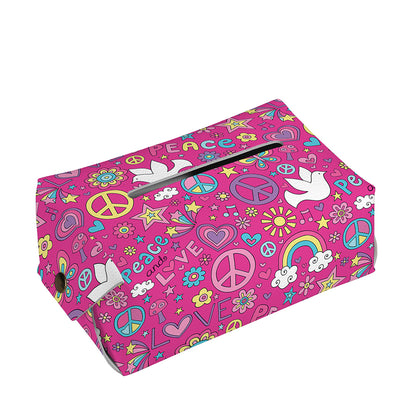Girly Peace Sign And Love Pattern Print Rectangle Tissue Box Cover