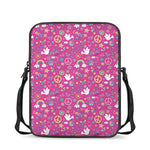 Girly Peace Sign And Love Pattern Print Rectangular Crossbody Bag