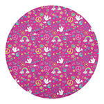 Girly Peace Sign And Love Pattern Print Round Blanket