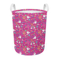 Girly Peace Sign And Love Pattern Print Round Laundry Basket