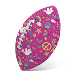 Girly Peace Sign And Love Pattern Print Rugby Ball