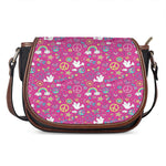 Girly Peace Sign And Love Pattern Print Saddle Bag