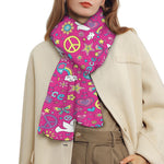Girly Peace Sign And Love Pattern Print Scarf